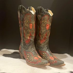CORRAL ANT SADDLE WING & HEART BOOTS